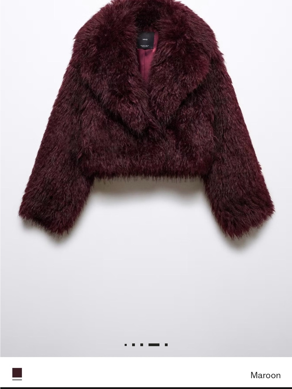 Mango Maroon Faux Fur Cropped Jacket